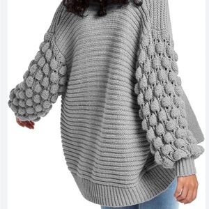Seven Sisters Grey Chunky Knit Open Cardigan with Bobby Sleeves